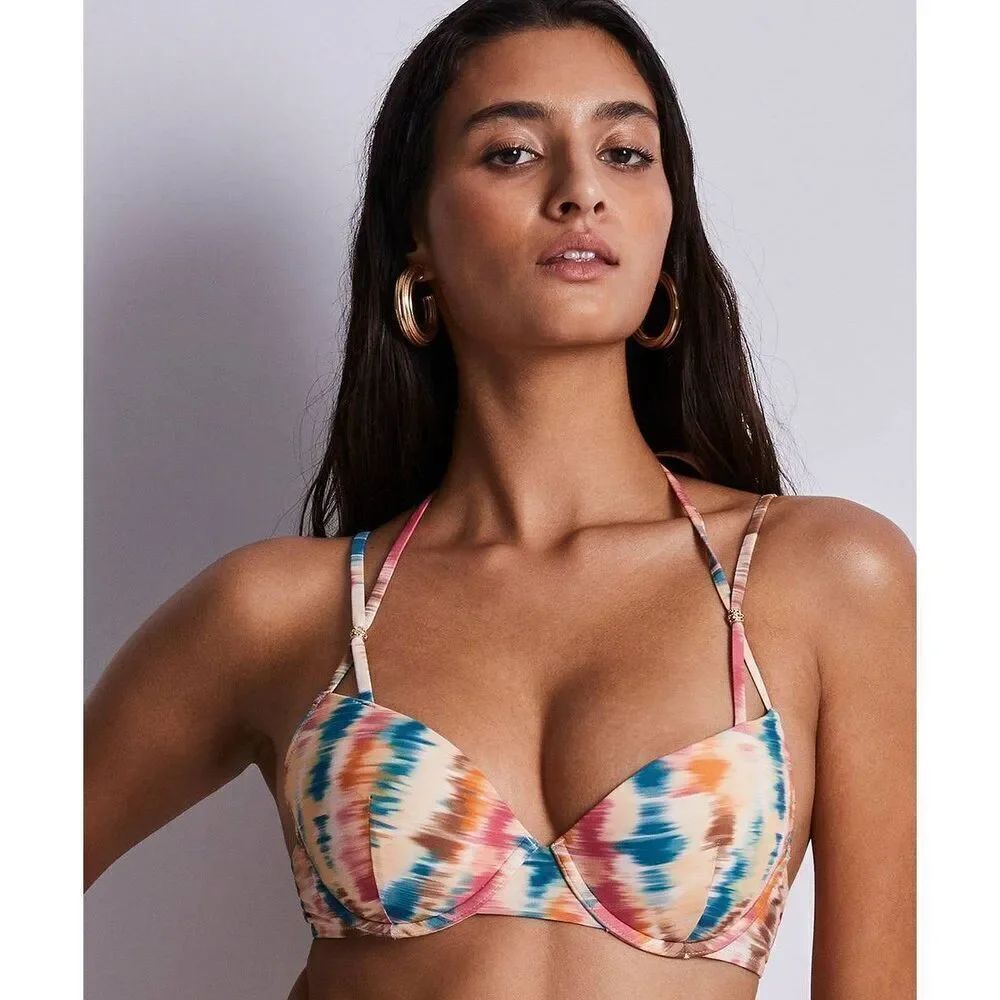 Aubade Paris Women's 36D Mystic Soul Moulded push-up bra Bikini Top Swimsuit